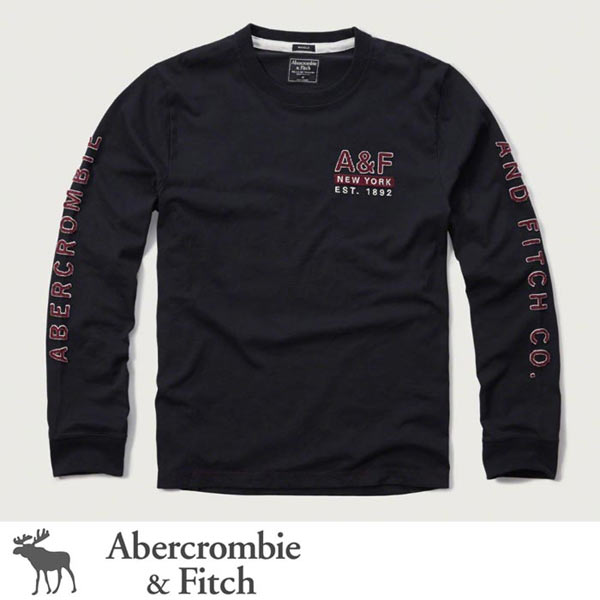 アバクロ Abercrombie＆Fitch ロンT Tシャツ：Logo Graphic Tee - Navy