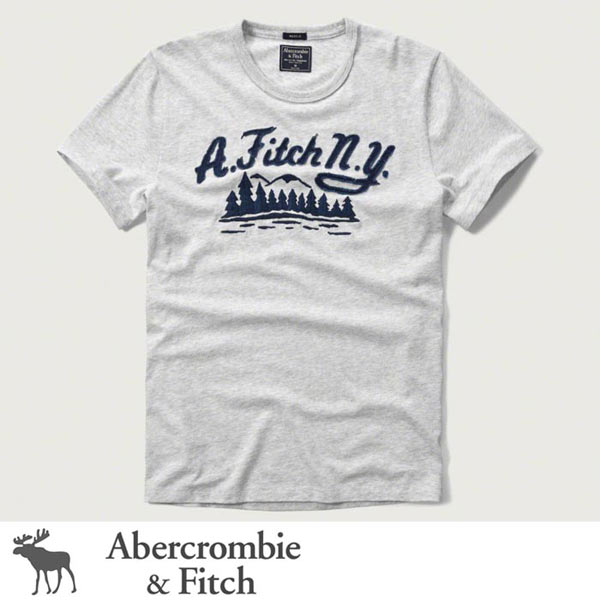 アバクロ Abercrombie＆Fitch アバクロンビー＆フィッチ Tシャツ：Camp Logo Graphic Tee - Light  Heather Grey