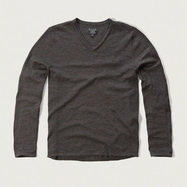 アバクロ Abercrombie＆Fitch アバクロンビー＆フィッチ Vネックコットンセーター：Iconic V-neck Sweater -  Grey